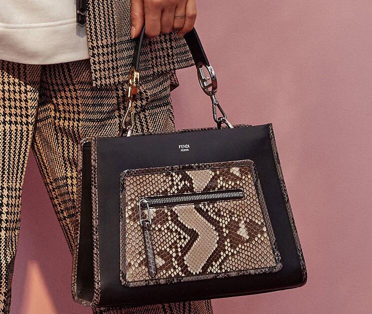 Fendi Blue Leather & Snakeskin Small Runaway Bag