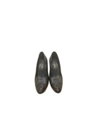 Black leather & patent toe cap heeled pumps