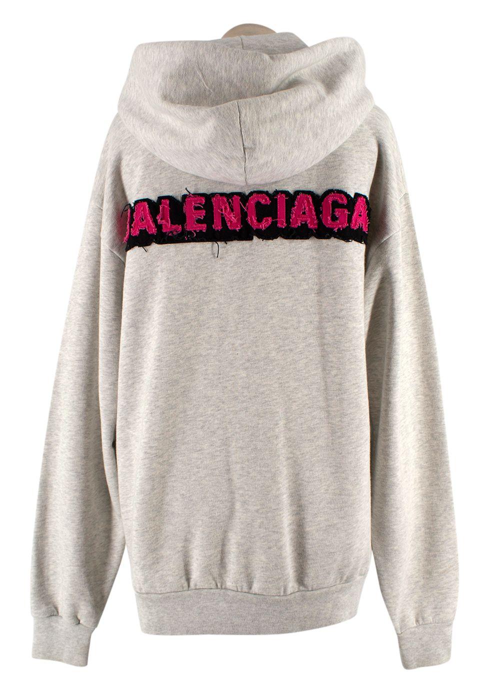 Balenciaga Grey Hoodie with Pink Logo