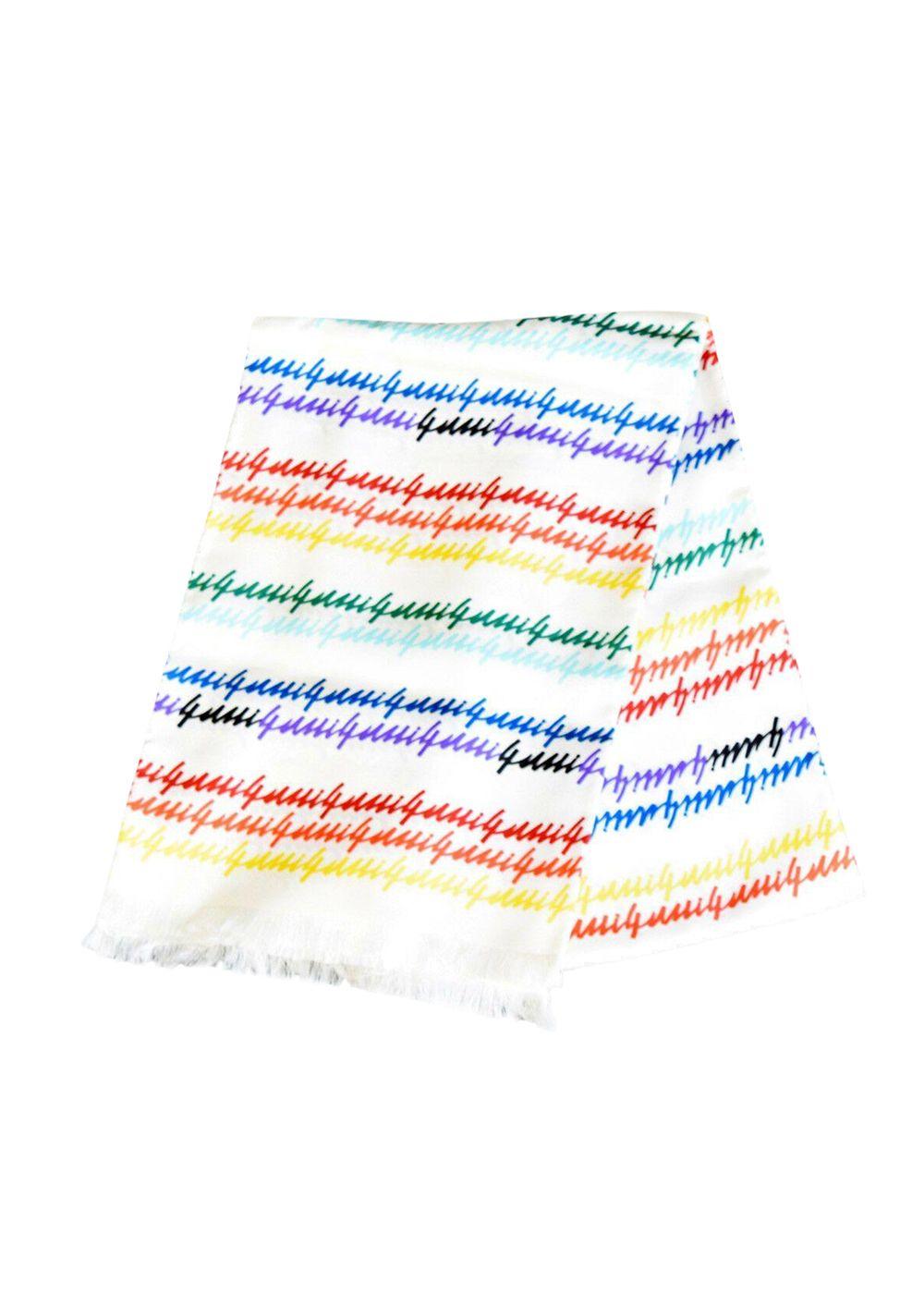 Rainbow Script Logo Printed Silk Scarf