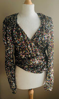 The Attico Multicoloured Sequin Wrap Top