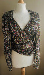 The Attico Multicoloured Sequin Wrap Top