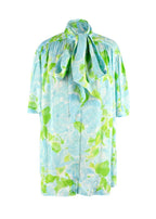 Balenciaga Blue and Green Silk Blouse