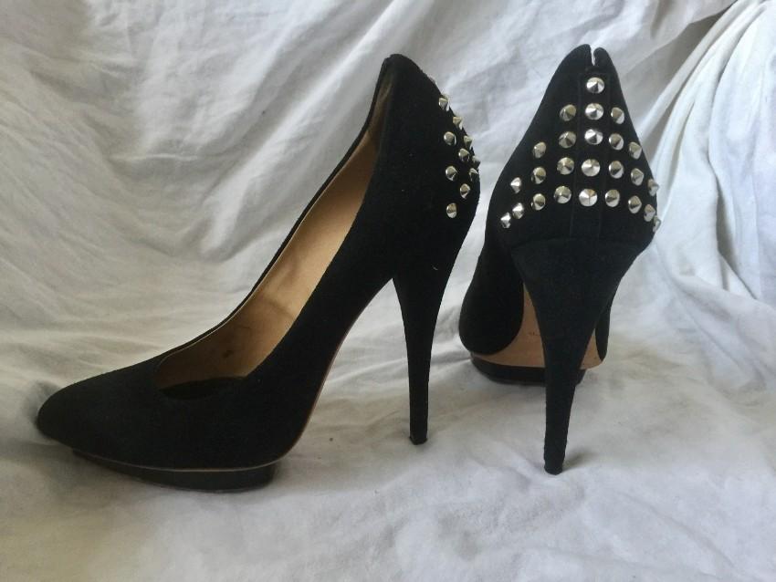 McQ Black Studded Suede Pumps