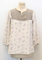 Tucker leaf print blouse
