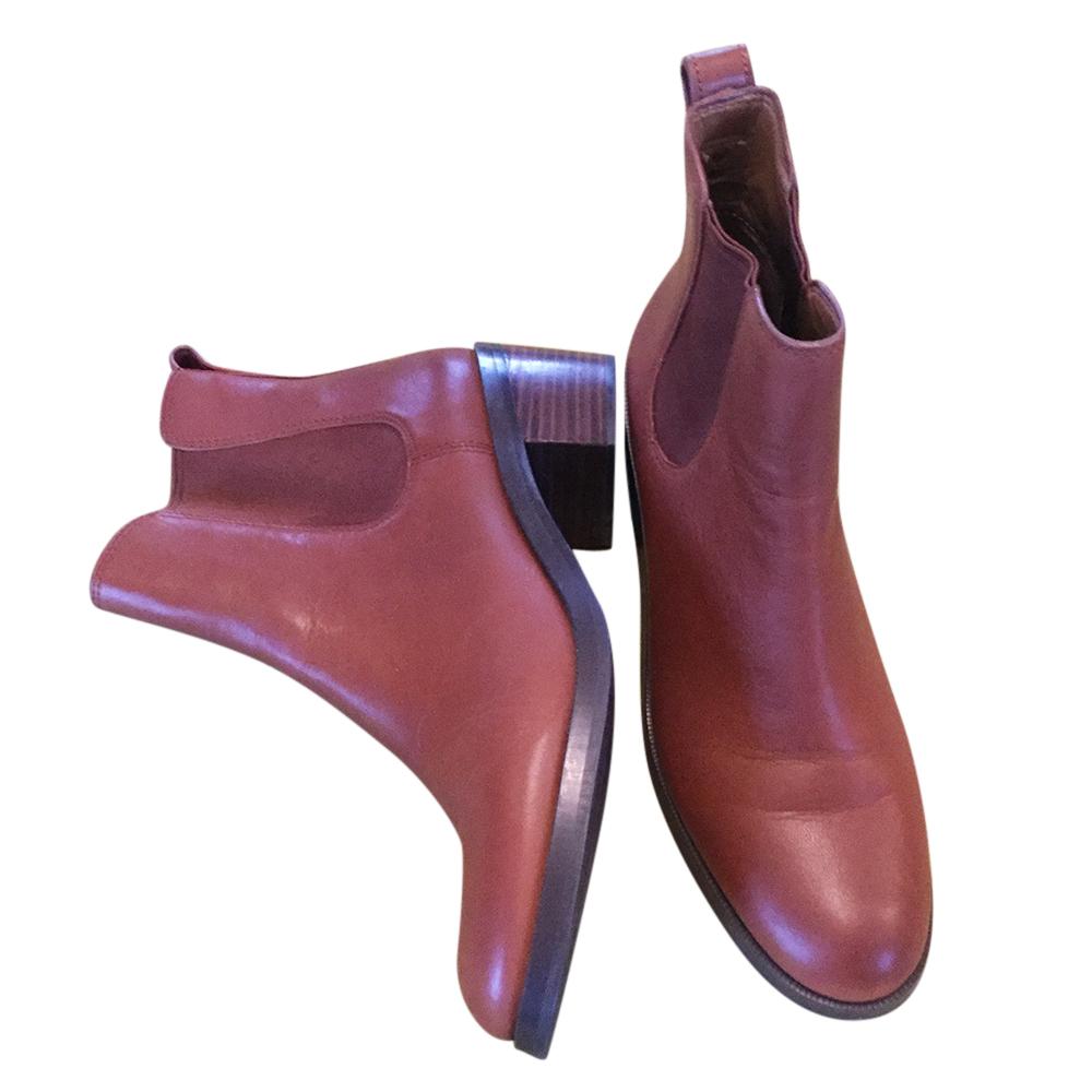 Coach Leather Flat Ankle Boots