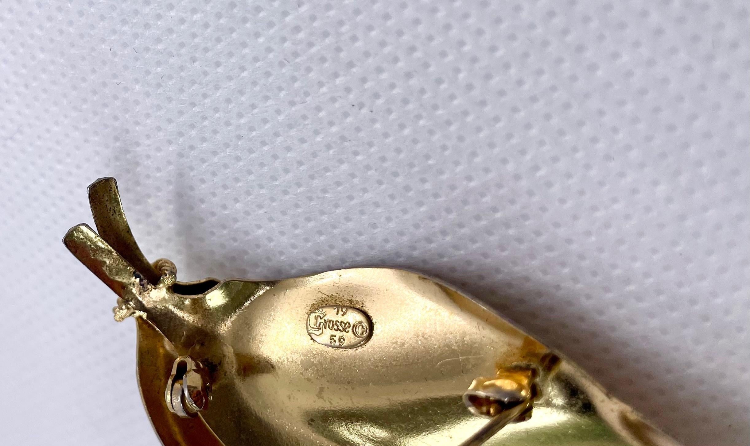 Dior Grosse Gold Plated Leaf Brooch