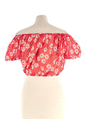 Lisa Marie Fernandez Red Floral Bardot Crop Top