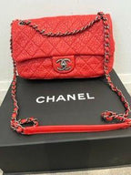 Chanel Red Aged Calfskin Single Flap Bag