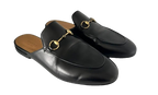 Gucci Black Leather Princetown Slippers
