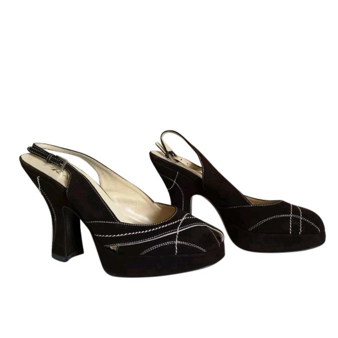 Prada Suede Peep Toe Sandals