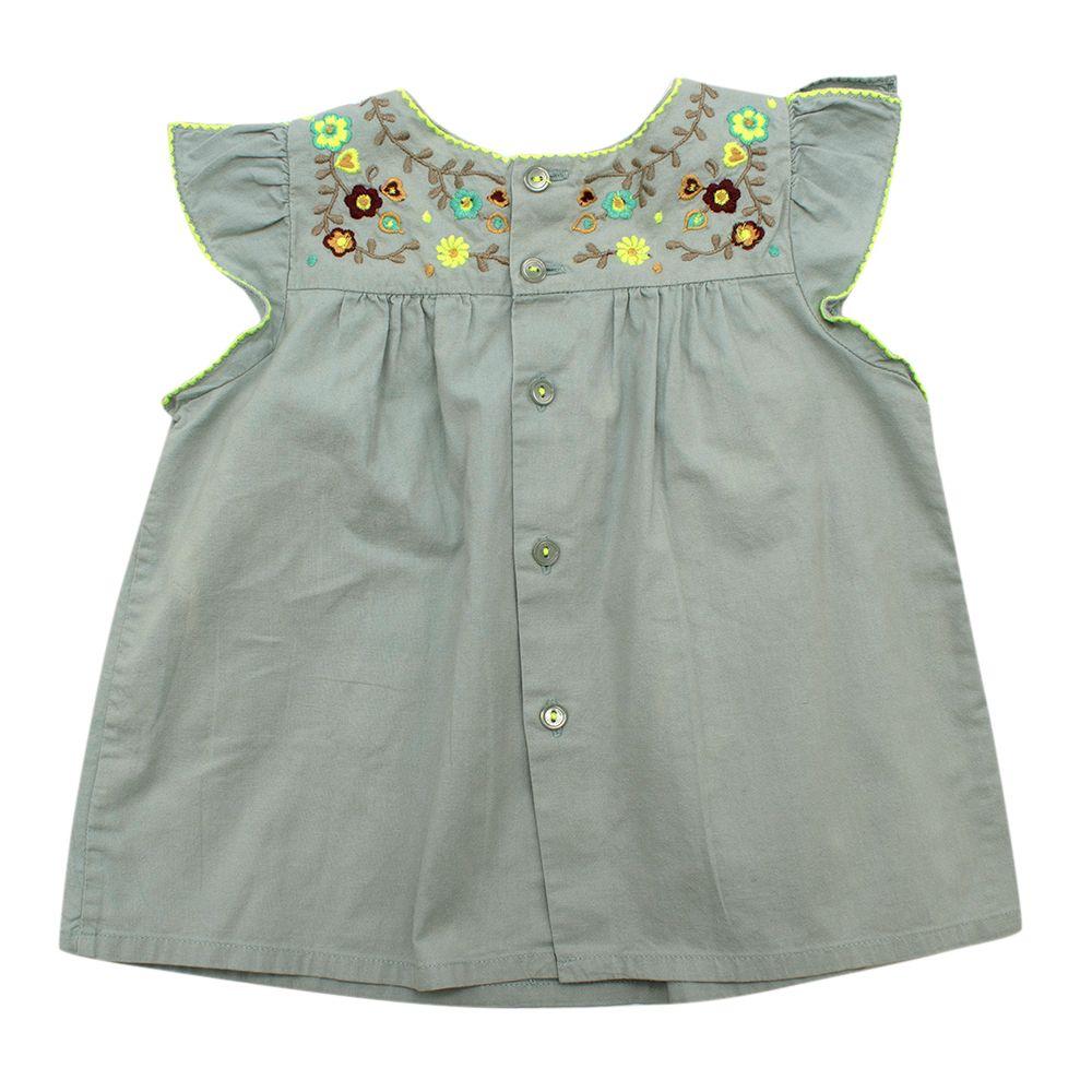 Sea Blue Embroidered Kids 18M Top