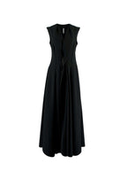 Black Flared Pleated Zip Gown