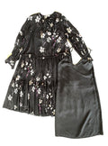 Closed Floral Print Satin Dress