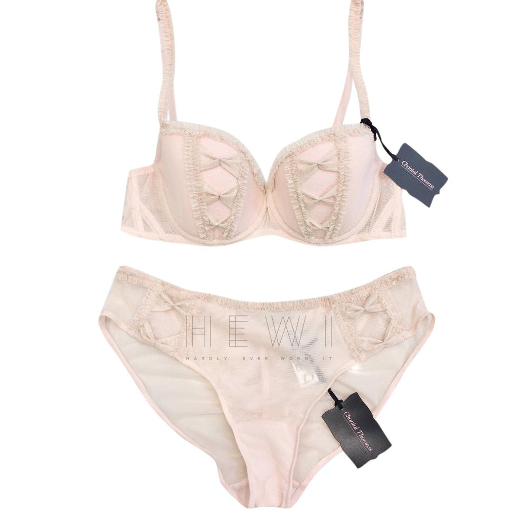 Chantal Thomass Ballerina Pink Tulle Pad Half Cup Bra & Brief Set