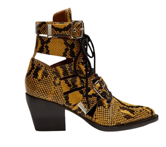 Chloe Yellow Snake Effect Rylee Ankle Boots