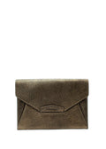 Gold Metallic Embossed Leather Clutch Bag
