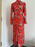 Orange Botanical Floral Printed Midi Dress