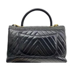 Chanel Black Chevron Large Coco Top Handle