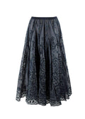 Dior Navy Cotton Blend Embroidered Midi Skirt