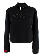 Fendi black crystal embellished cut-out top