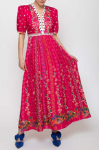 Saloni Tabitha Dress in Fuchsia Falls print