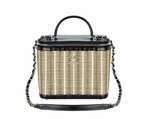 black lambskin & natural rattan Vanity Case bag
