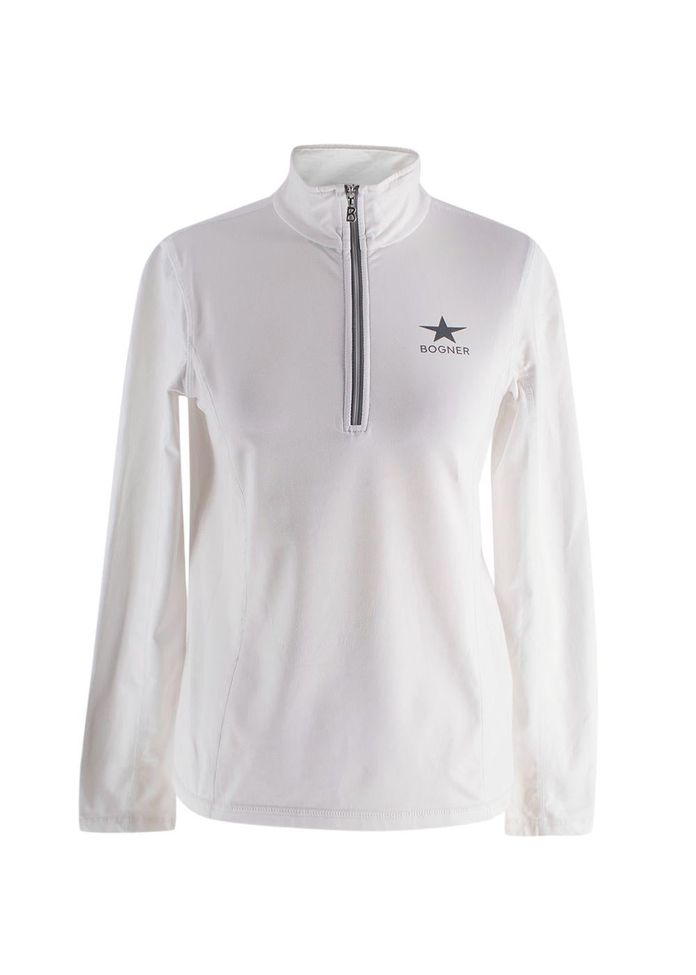 Bogner White Quarter Zip Logo Baselayer