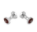 18ct white gold, diamond & red onyx cufflinks