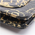 Chanel Pre-Fall 2019 Crocodile Embossed Calfskin Black and Gold Graffiti Bag with Gold Chain
