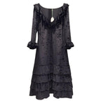 French Couture Black Panne Velvet Dress