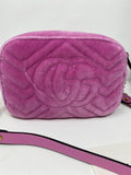 Gucci Pink Quilted Velvet and Marquise Crystal Mini GG Bag