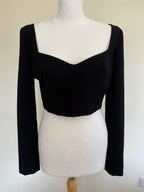 Jules Black Crepe Long Sleeved Crop Top
