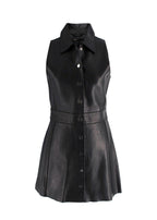 Maje Black Leather Sleeveless Belted Mini Dress