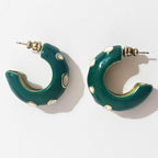 Bottega Veneta Green Studded Hoop Earrings