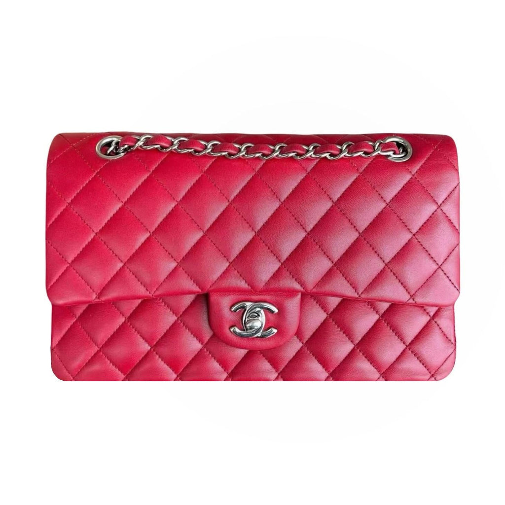Red Quilted Lambskin Medium Classic Double Flap Bag