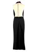 The Attico Black Chain Embellished Open-Back Satin Gown