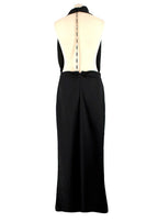 The Attico Black Chain Embellished Open-Back Satin Gown