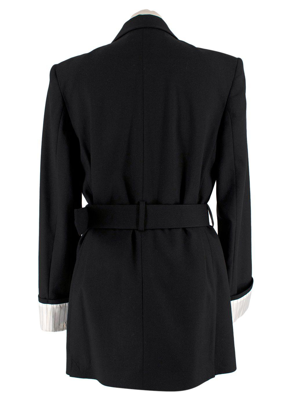 Racil Black Double Breasted Belted Tuxedo Blazer