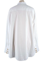 Balmain White Cotton Button-down Collarless Shirt