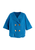 Marni Blue Short Sleeve Double Breasted Jacket with Gold Buttons