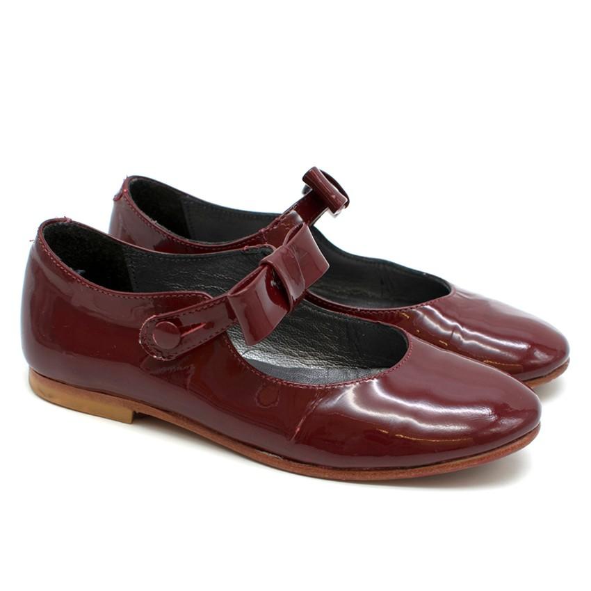 Bonpoint Girl's Patent Leather Burgundy Red Ballet Flats