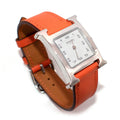Hermes Small "Heure H" Watch With Orange Strap
