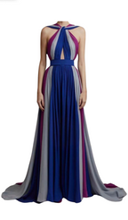 Elie Saab 2022 Runway Striped Silk Gown