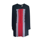 Valentino Tri-Colour Pleated Ruffle Placket Dress