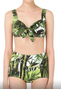 Green Palm-Leaf Print Bikini Set