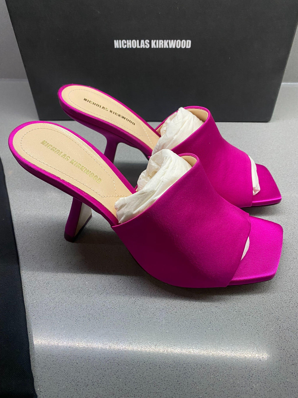Nicholas Kirkwood Fuchsia Alba Satin Mules