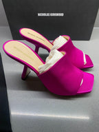 Nicholas Kirkwood Fuchsia Alba Satin Mules