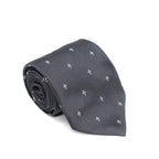 Luciano Firenze Steel Grey Fleur de Lis Silk Twill Tie