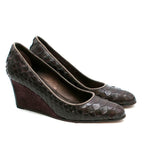 Stephane Kelian Paris Brown Snakeskin Wedges